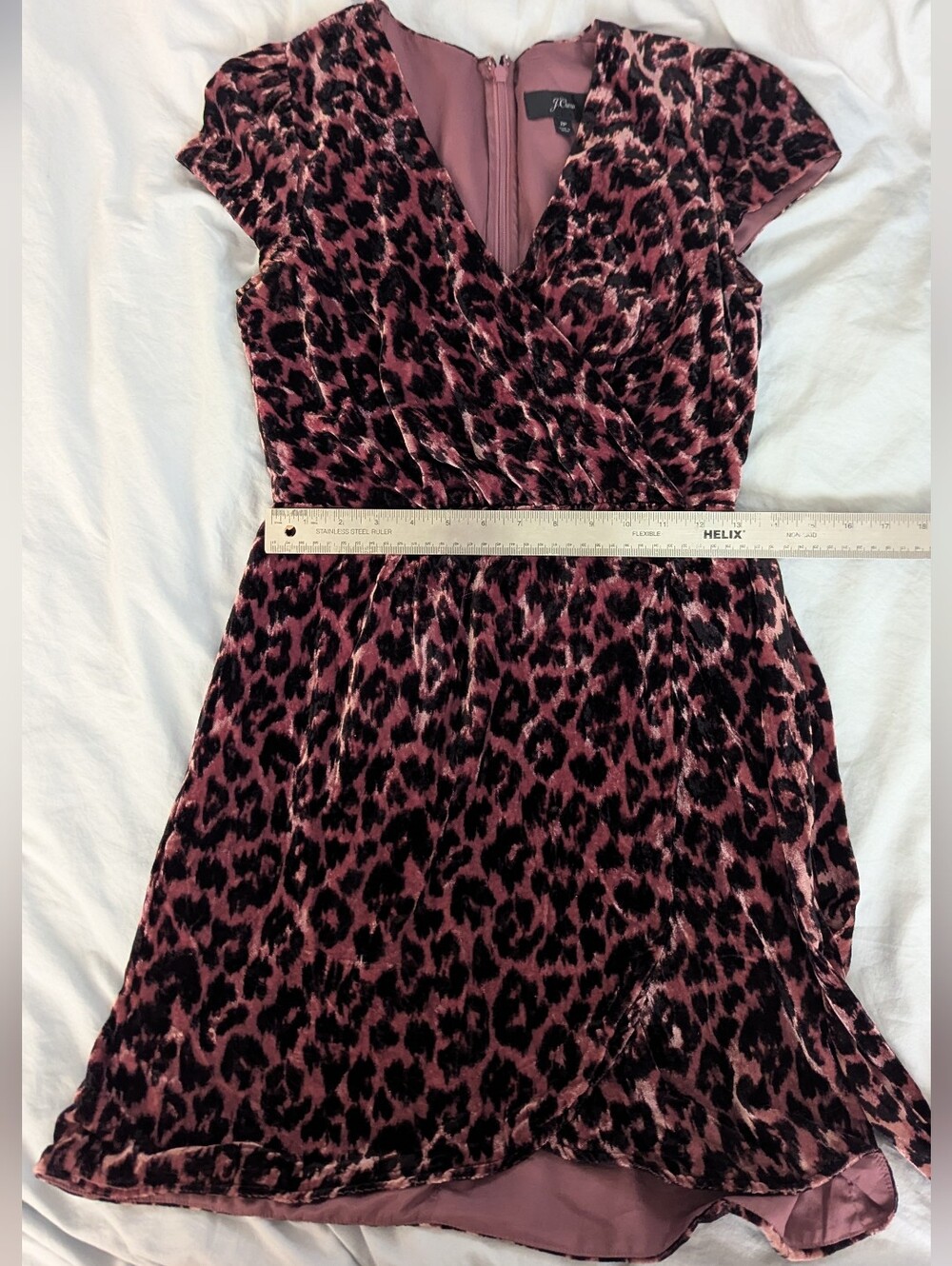 J.Crew Pink Leopard Velvet Wrap Dress Size 2P